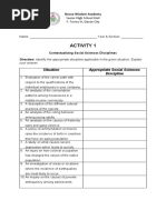 Activity 1: Situation Appropriate Social Sciences Discipline