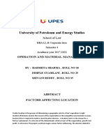 University of Petroleum and Energy Studies: Operation and Material Management