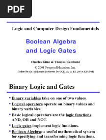Boolean Algebra and Logic Gates