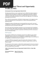 Environmental Threat and Opportunity Profile