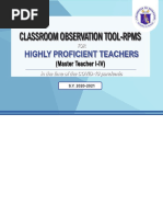 Classroom Observation Tool-Rpms: Highly Proficient Teachers