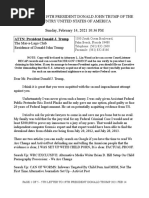 5Th Letter To 19Th President Donald John Trump of The Country United States of America Sunday, February 14, 2021 10:36 PM