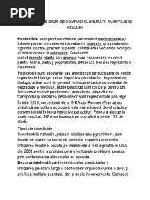 Insecticide Pe Baza de Compusi Clorurati