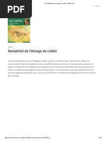 Rentabilité de L'élevage de Cailles ?farmer