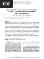 Factors Related To Academic Stress During The Covid-19 Pandemic in Nursing Students of UPN Veteran Jakarta