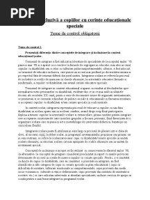 Teme de Control Educație Incluzivă A Copiilor Cu CES
