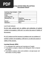 Learning Activity Online Record Form Darasamutr School