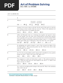 2011 AMC 12/AHSME: Contributors: Redcomet46, Binomial-Theorem, CA Math, Rrusczyk