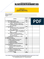 Checklist Volunteer Organizations Gawad KALASAG CY 2018
