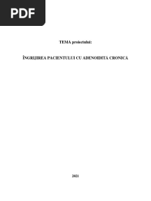 Îngrijirea Pacientului Cu Adenoidită Cronică
