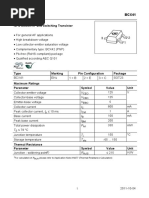 NPN Silicon AF and Switching Transistor: V V V I I I I T P