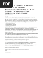 A Review On The Philosophies of Reconceptualism and Reconstructionism and Relating Them To The Approaches of Curriculum Development