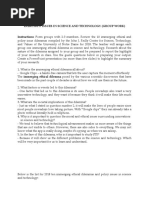 Exercise 3. Issues in Science and Technology (Group Work) Instructions: Form Groups With 2-3 Members. Review The 10 Immerging Ethical and