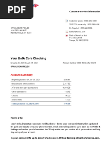 Bank of America Bank Statement - 1