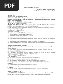 Proiect de Lectie - Dezvoltare Personala - Clasa A II-A - Cireasa Mirela