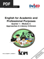 English For Academic and Professional Purposes: Quarter 1 - Module 3: Approaches in Literary Criticism