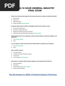 OSHA 10 Hour General Industry Final Exam Answer Key