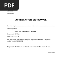 Attestation de Travail