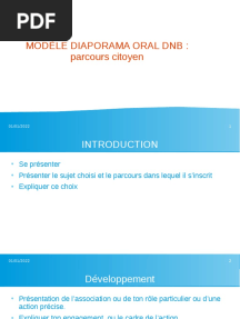 Modèle Diaporama Oral DNB Parcours Citoyen