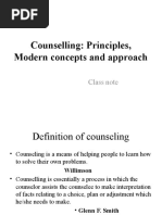 Counselling: Principles, Modern Concepts and Approach: Class Note