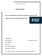 Assignment: Grave and Sudden Provocation:An Analysis As Defence With Respect To Provisions of Indian Penal Code