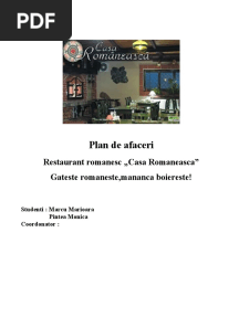 Plan de Afaceri - Restaurant