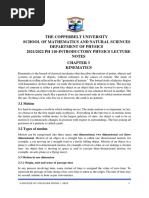 Chapter 3 Kinematics - 2022 Notes