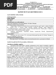 Raport de Evaluare Psihologica