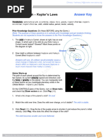 Orbital Motion - Kepler's Laws: Answer Key
