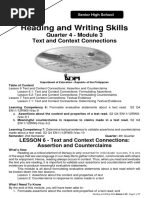 Reading and Writing Skills: Quarter 4 - Module 3 Text and Context Connections