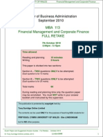 MBA 113 Financial Management and Corporate Finance Full Retake