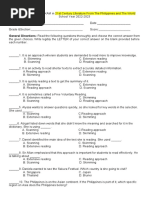 SECOND QUARTER EXAM in 21st Century Literature From The Philippines and The World