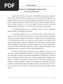 Raport Consilier Educativ
