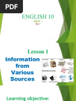 Lesson 1 - Infomation From Various Sources