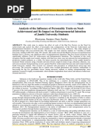 Analysis of The Influence of Personality Traits On NeedAchievement and Its Impact On Entrepreneurial Intention of Jambi University Students