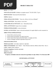 PROIECT DIDACTIC - Lectura Educatoarei