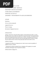 Biochemistry of Ageing Assignment