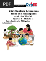 21st Century Lit SHS - Q1 - Mod1 - Introduction To Philippine Literature - VerFinal - Aug 2021