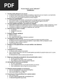 Examen Final La Cursul "Infirmieră" Varianta 2