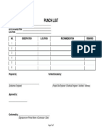 Punch List Form