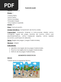 Plan de Clase 3.° Juegos Tradicionales