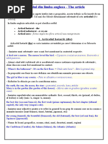 Articolul Din Limba Engleza - The Article
