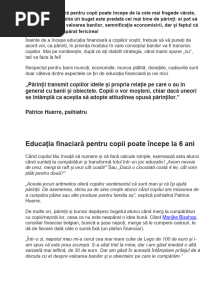 Educația Financiară Pentru Copii