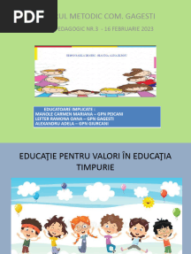 Educatie Pentru Valori in Educatia Timpurie