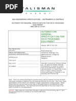 Automation General Specification For Skid Packaged Equipment Nao-Spc-D-Ic-001 April 2011