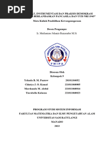 Kelompok 8 - Hakikat, Instrumentasi, Dan Praksis Demokrasi Indonesia Berlandaskan Pancasila Dan UUD NRI 1945