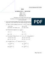 CU-2021 B.sc. (Honours) Mathematics Semester-1 Paper-CC-1 QP