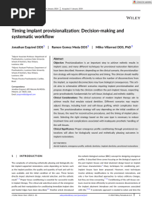 J Esthet Restor Dent - 2024 - Esquivel - Timing Implant Provisionalization Decision Making and Systematic Workflow