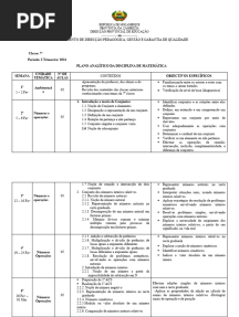 Plano Analítico de Matematica 7 Classe I Trimestre