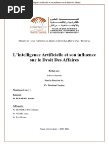 L'IA Et Son Influence Sur Le Droit Des Affaires